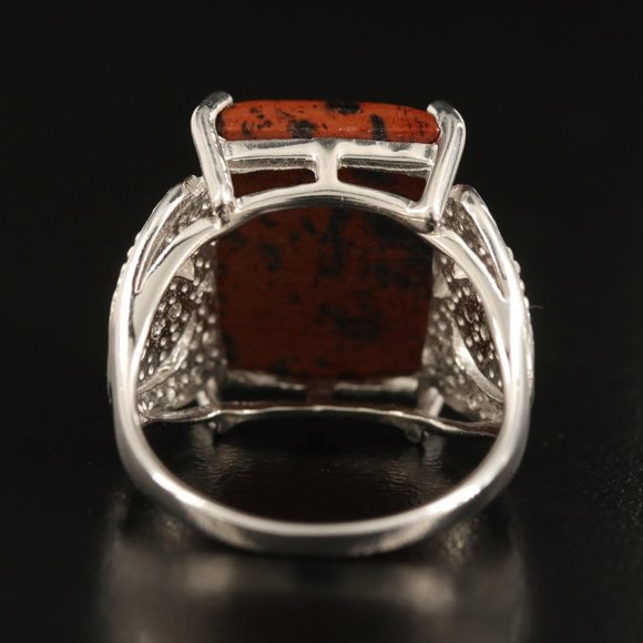 Sterling Mahogany Obsidian and White Topaz Ring - Picture 3 of 4
